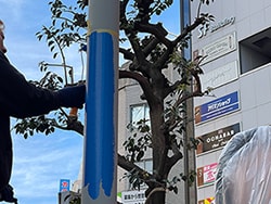 【横浜市】横浜駅西口街路灯塗装工事